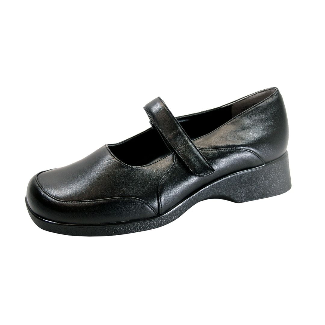 PEERAGE Misty Wide Width Comfort Casual Leather Mary Jane Style Shoes BLACK 10.5