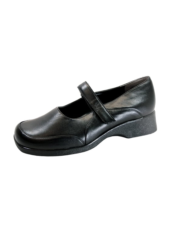 Misty Wide Width Comfort Casual Leather Mary Jane Style Shoes BLACK 6