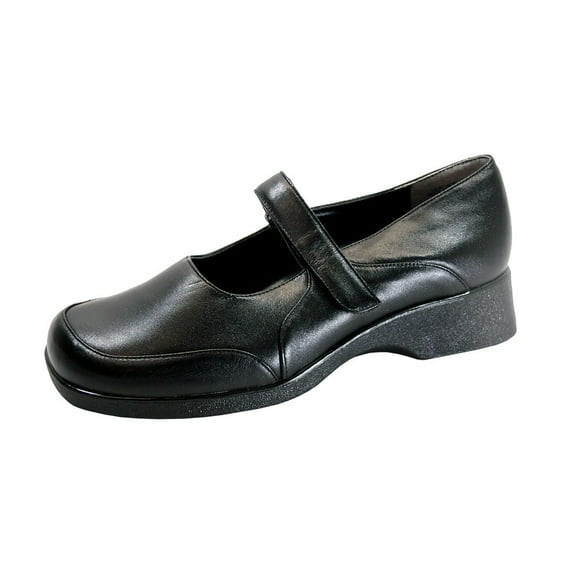 PEERAGE Misty Wide Width Comfort Casual Leather Mary Jane Style Shoes BLACK 7