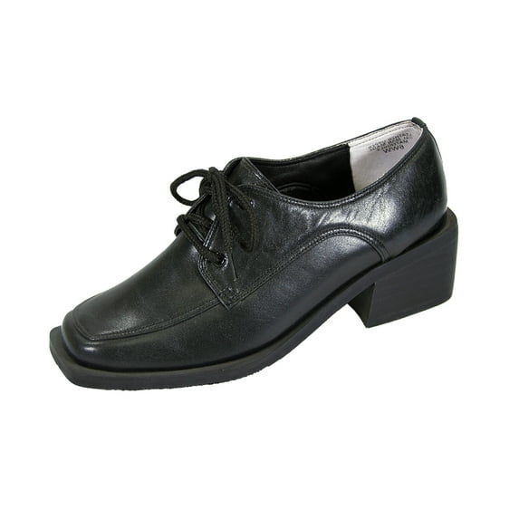 PEERAGE Moya Women's Wide Width Leather Lace Up Oxford Shoes BLACK 7.5