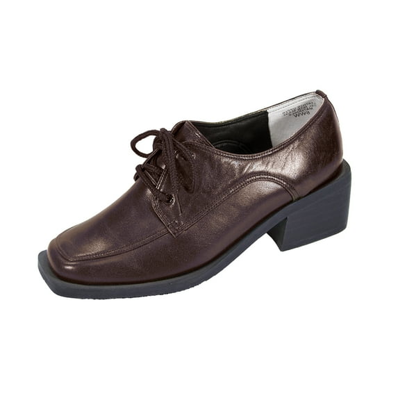 PEERAGE Moya Women's Wide Width Leather Lace Up Oxford Shoes BROWN 8.5