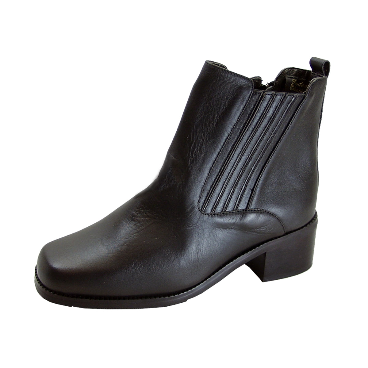 PEERAGE Mya Women's Wide Width Leather Ankle Boots (BLACK) 6