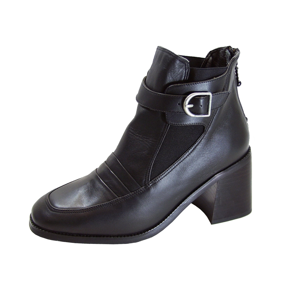 PEERAGE Orla Women's Wide Width Leather Dress Ankle Boots BLACK 6