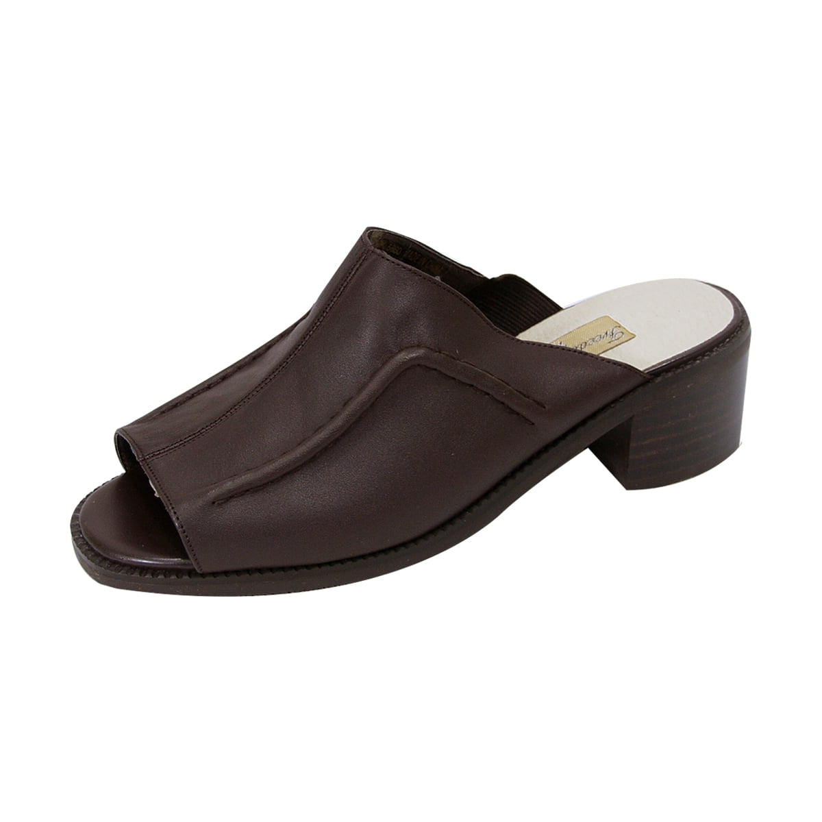 PEERAGE Patrice Women Extra Wide Width Leather Sandals BROWN 7.5