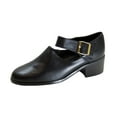 thumbnail image 1 of PEERAGE Petra Women's Wide Width Leather Ankle Strap Shoes BLACK 10, 1 of 6