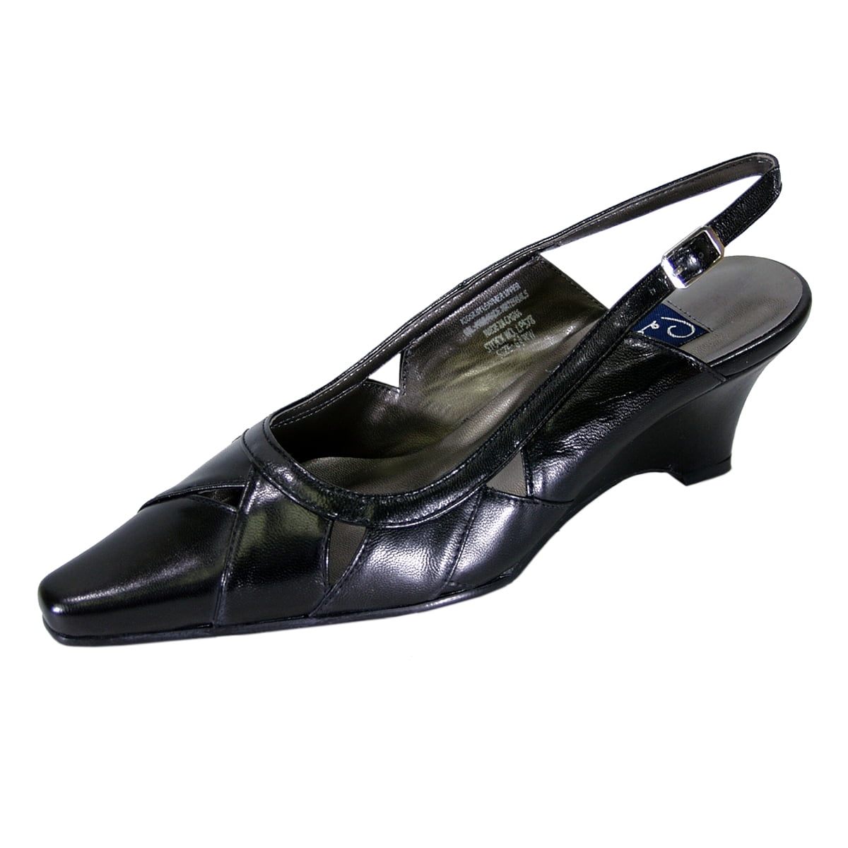 PEERAGE Reese Women Extra Wide Width Leather Sandals BLACK 6