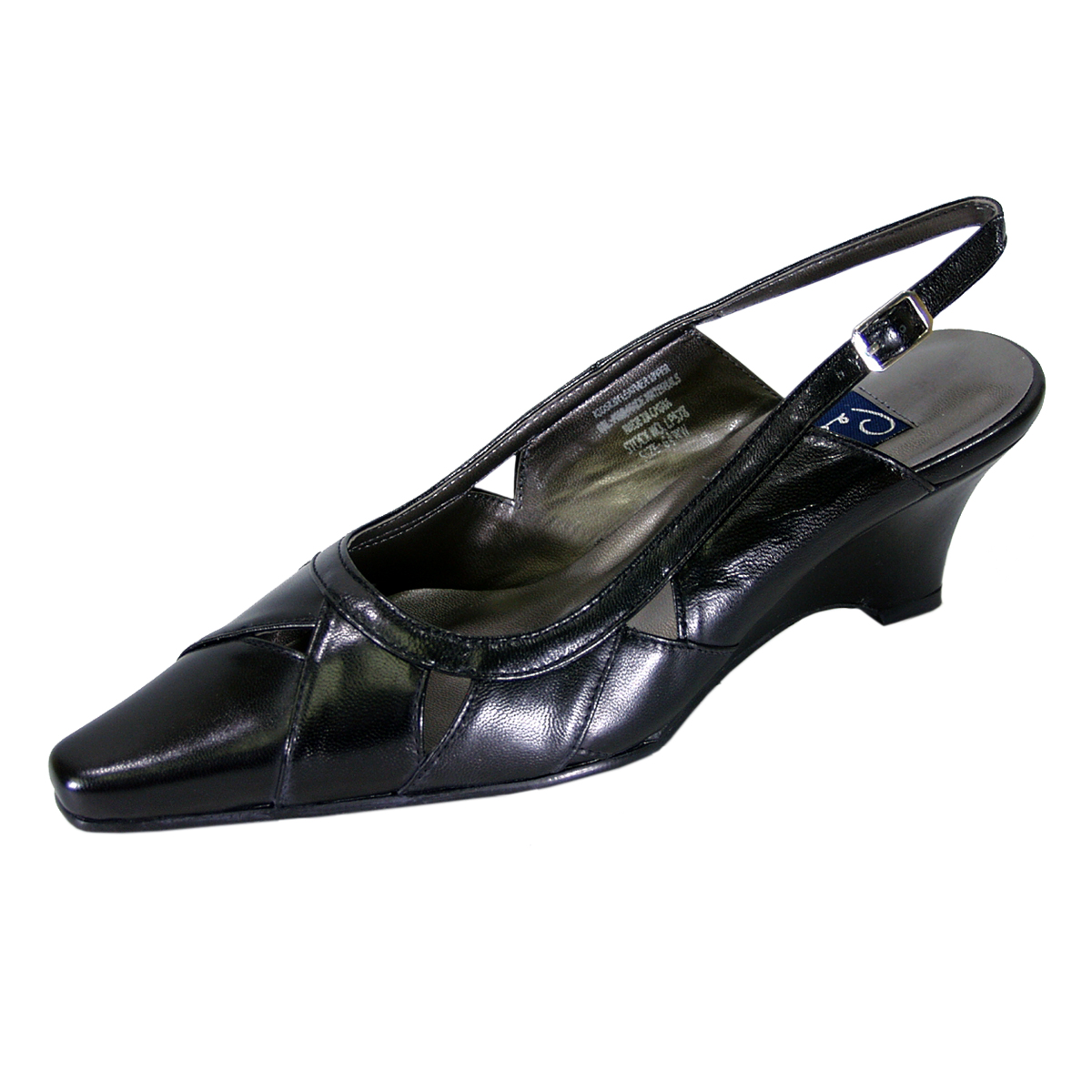 PEERAGE Reese Women Extra Wide Width Leather Sandals BLACK 9