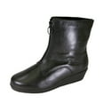 thumbnail image 1 of PEERAGE Rena Wide Width Leather Bootie with Zipper & Faux Fleece Lining BLACK 9.5, 1 of 6