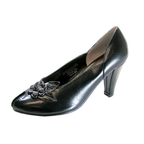 PEERAGE Reyna Women's Wide Width Leather Dress Pumps BLACK 9