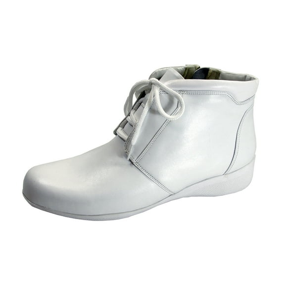 PEERAGE Rhonda Women's Wide Width Leather Utility Booties WHITE 12