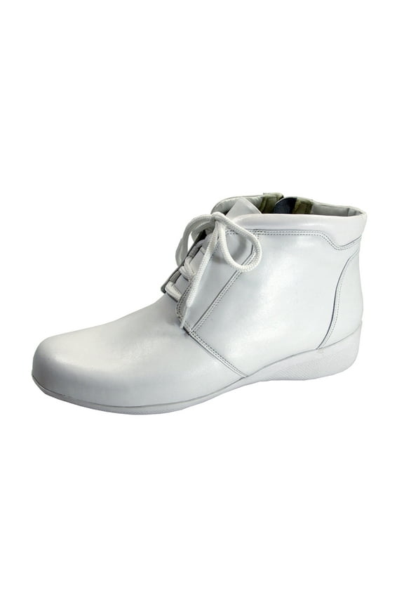Rhonda Women's Wide Width Leather Utility Booties WHITE 12