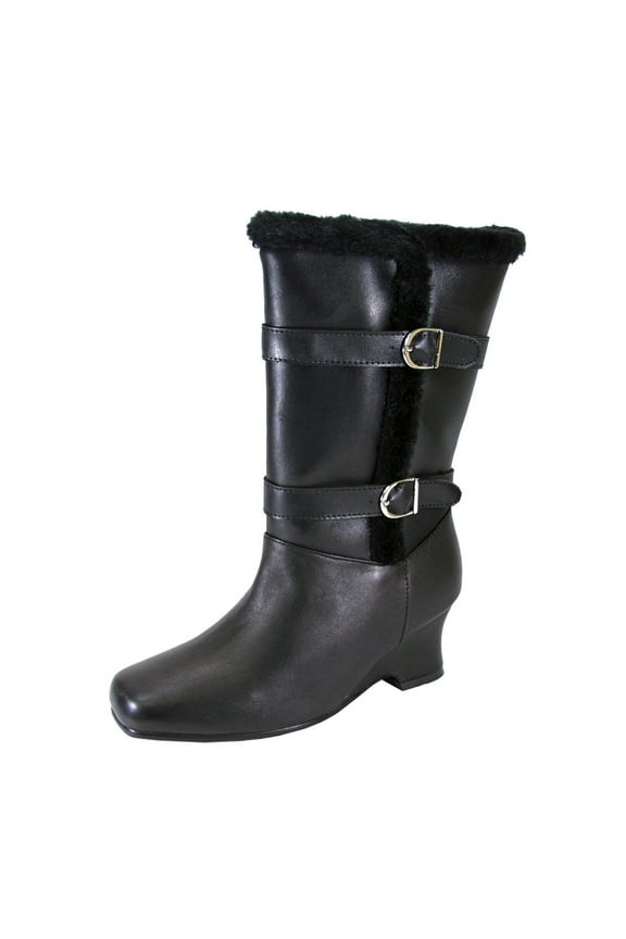 PEERAGE Rihanna Women's Wide Width Leather Dress Boots with Zipper