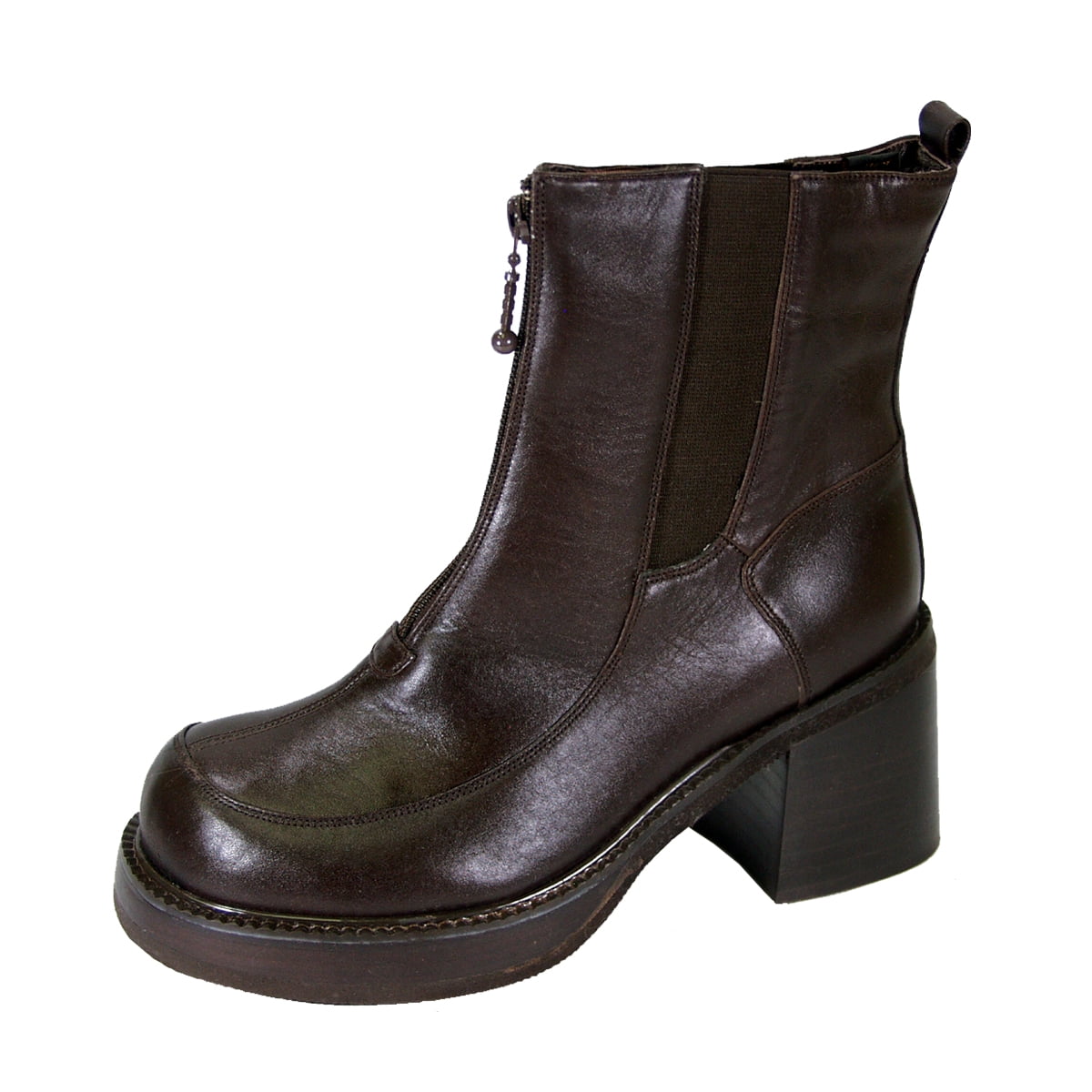 PEERAGE Ronda Women Wide Width Elegant 7 Inch Comfort Leather Dress Bootie BROWN 7