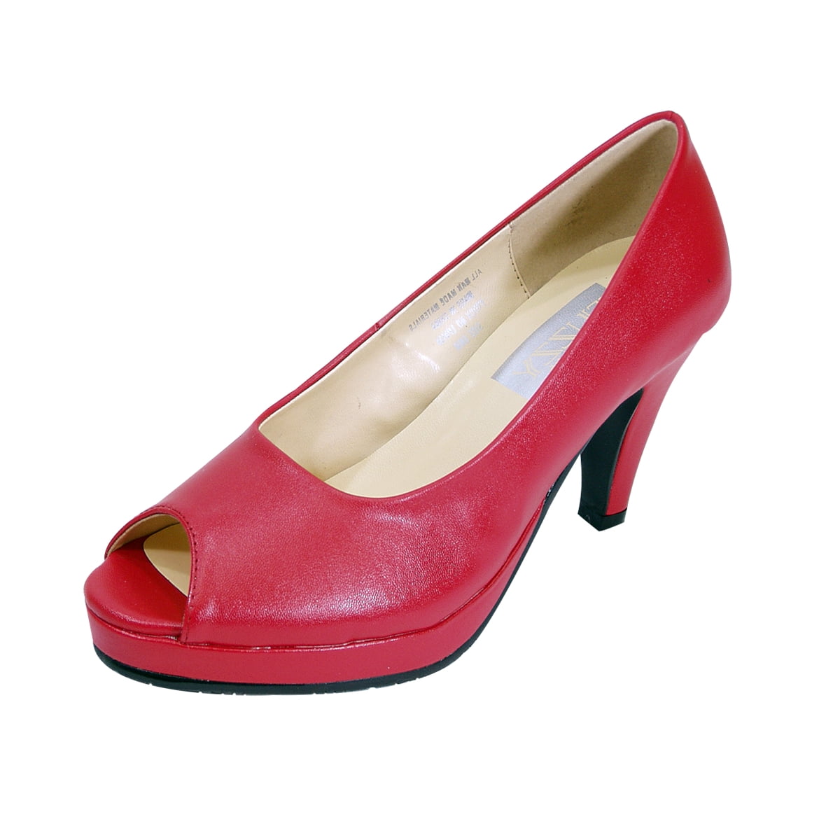 PEERAGE Ruth Women Extra Wide Width Peep Toe Platform Pump RED