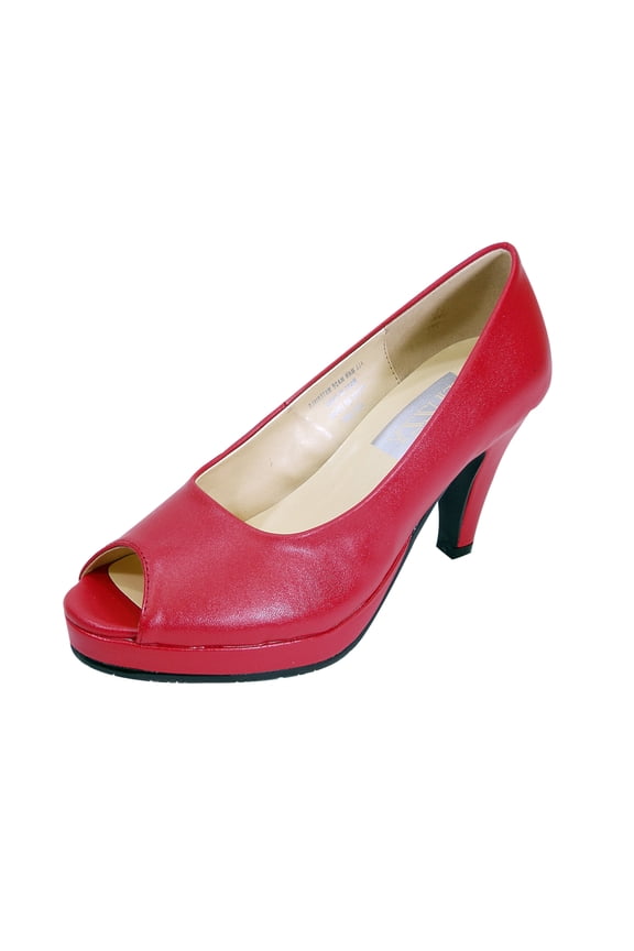 Ruth Women Extra Wide Width Peep Toe Platform Pump RED 6