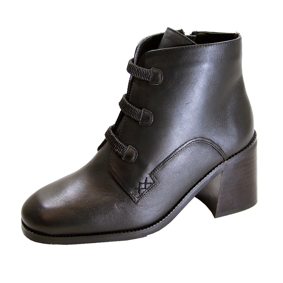 PEERAGE Selma Women's Wide Width Leather Dress Ankle Boots BLACK 10