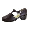 thumbnail image 1 of PEERAGE Sheba Women's Wide Width T-Strap Leather Shoes BROWN 9, 1 of 6