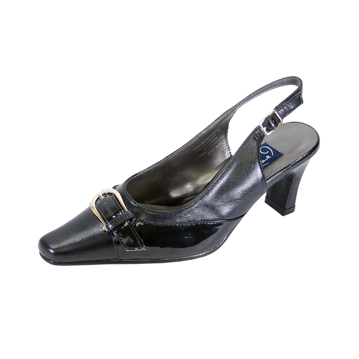 PEERAGE Steph Women's Wide Width Leather Slingback BLACK 5