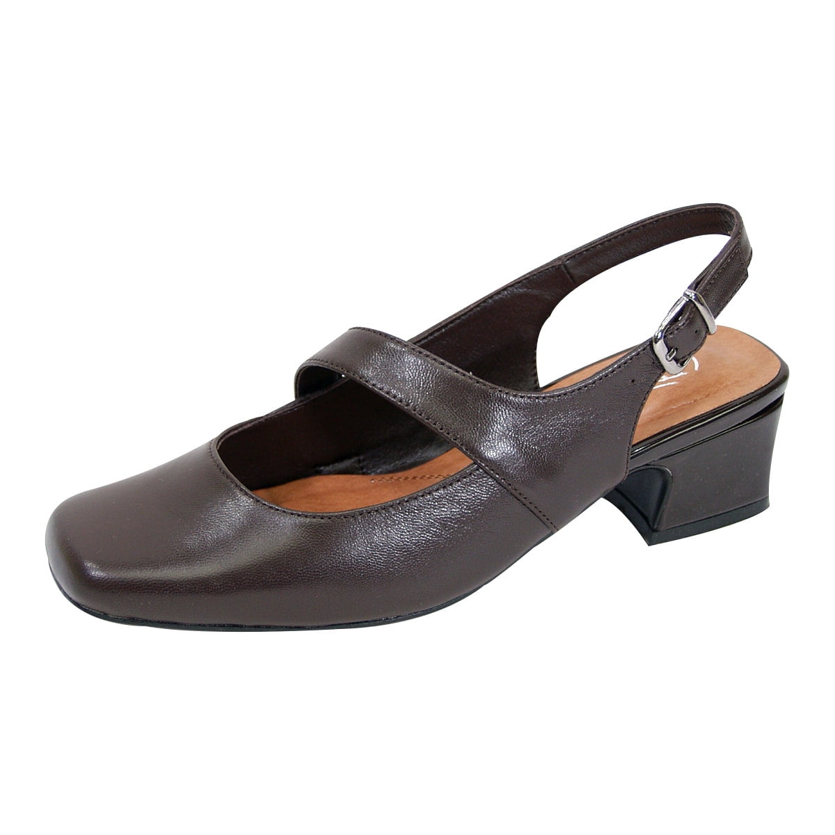 PEERAGE Trixie Women Extra Wide Width Mary Jane Slingback BROWN 6