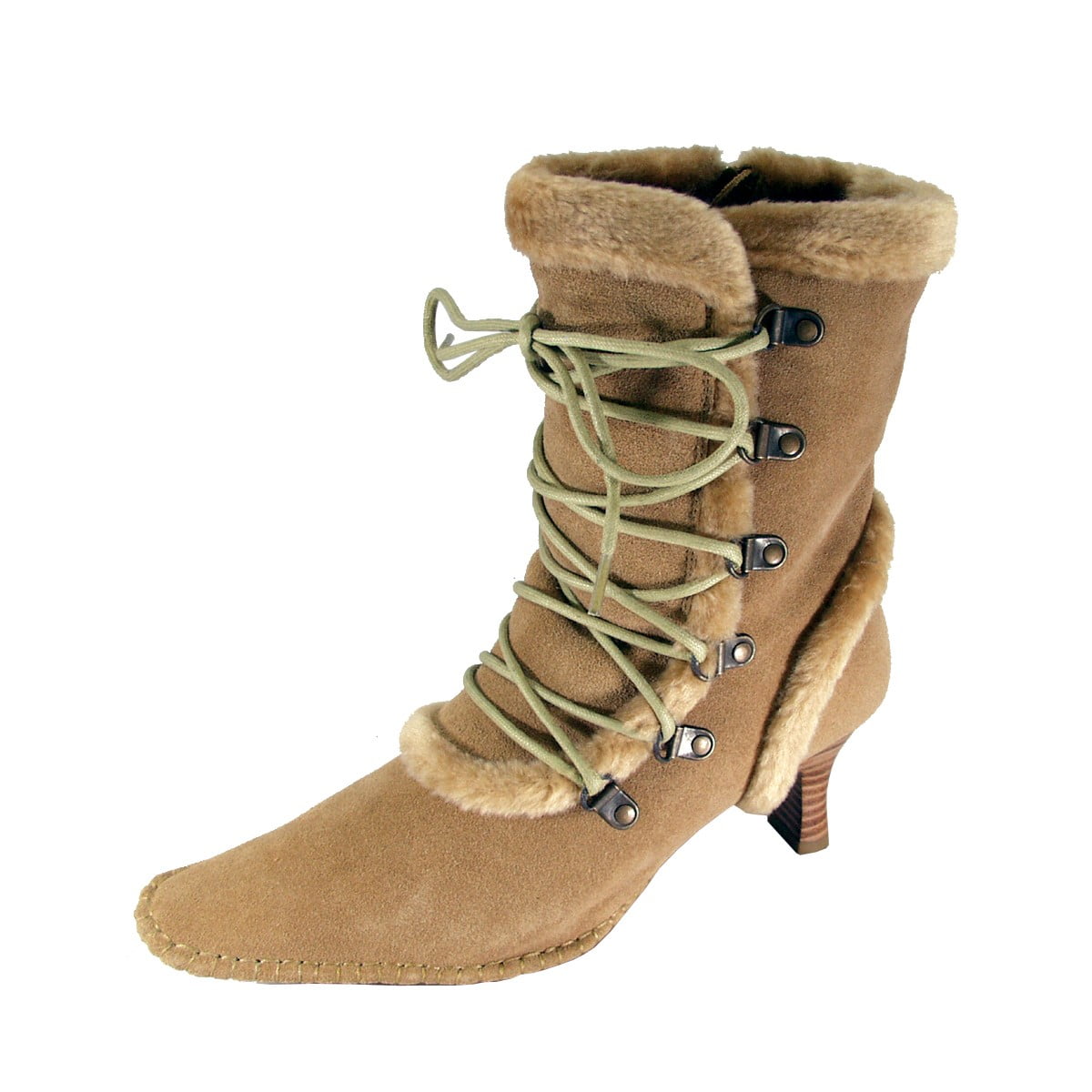 PEERAGE Viola Women Wide Width Fleece Lined Suede Dress Boots with Zipper BEIGE 6
