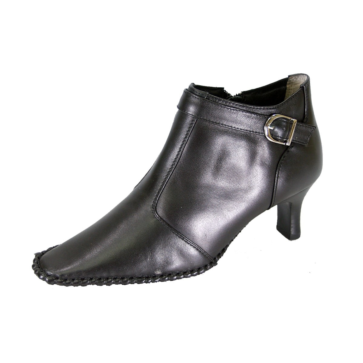 PEERAGE Willow Women Wide Width Side Zipper Leather Dress Booties BLACK 5