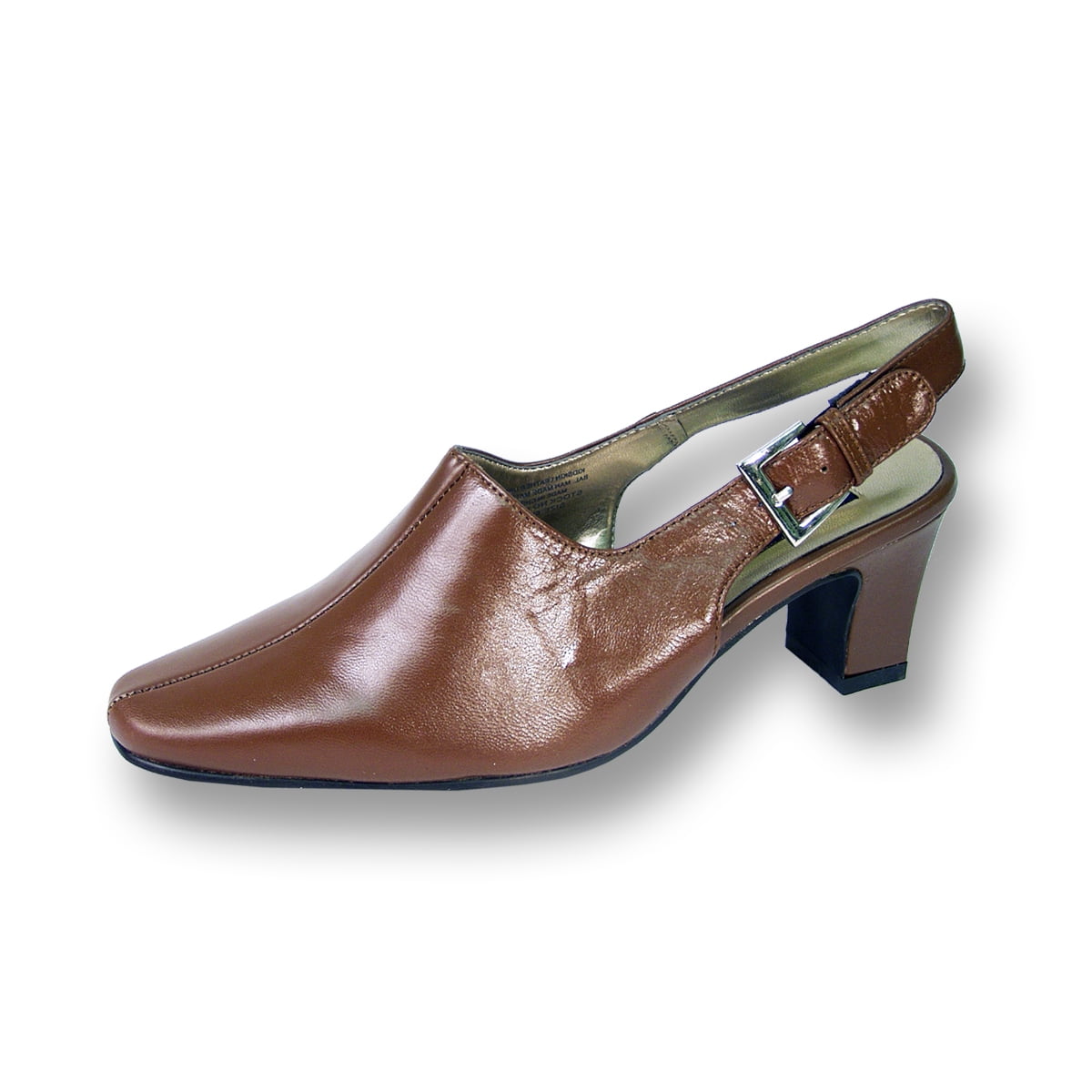 PEERAGE Zoe Women's Wide Width Leather Slingback Dress Pump BROWN 9