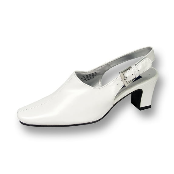 PEERAGE Zoe Women's Wide Width Leather Slingback Dress Pump WHITE 10.5