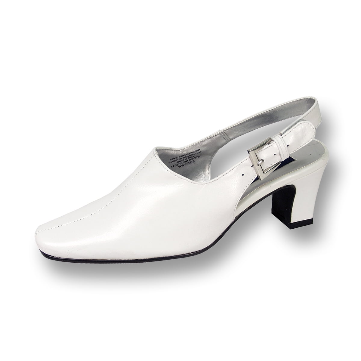 PEERAGE Zoe Women's Wide Width Leather Slingback Dress Pump WHITE 7.5