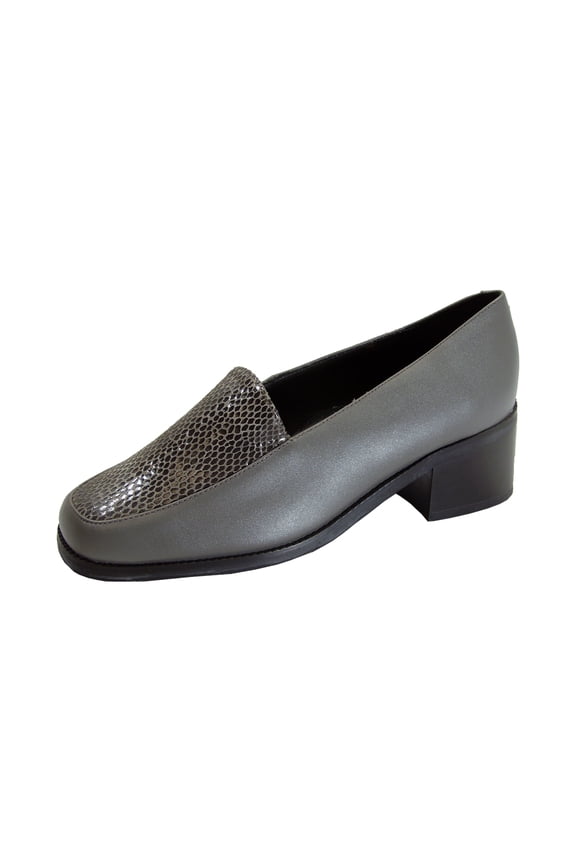 Zula Women's Wide Width Leather Animal Print Slip-on Shoes GRAY 6
