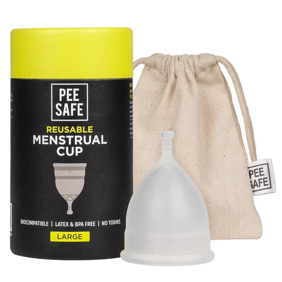 PEESAFE Reusable Menstrual Cup for Women | Large Size with Pouch|Ultra Soft, Odour and Rash Free|100% Medical Grade Silicone |No Leakage | Protection for Up to 8-10 Hours