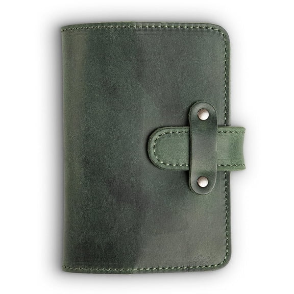 PEGAI Leather Journal Notebook Cover - Refillable Travel Notebook | Leather Bound Notebook Journal for Writing | DuPage Green, Pocket | Lined