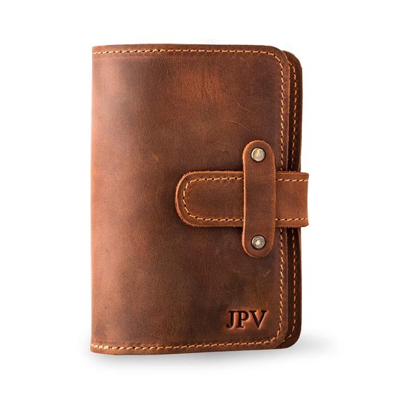 PEGAI Leather Journal Notebook Cover - Refillable Travel Notebook | Leather Bound Notebook Journal for Writing | DuPage Mahogany, Pocket | Unlined