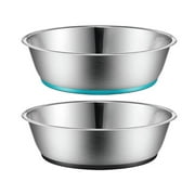 PEGGY11 No Spill Non-Skid Stainless Steel Deep Dog Bowls