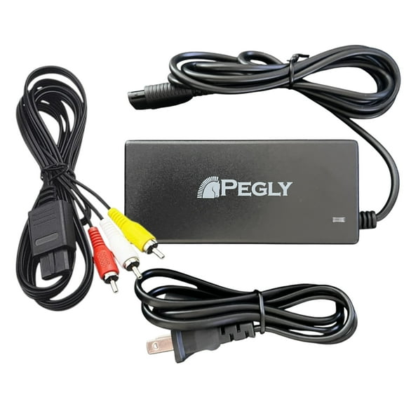 PEGLY 2-1 Power Supply and AV Cable for Gamecube, NGC AC Power Adapter & AV Cable Set, Power Cord and AV Cable Compatible with Nintendo Gamecube Console