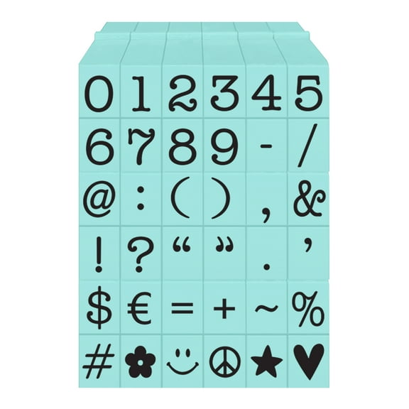 PEGZ Alphabet Stamps Clickable - Connectable American Typewriter Font Numbers & Symbols 36 pc Large Size