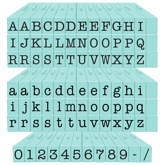 PEGZ Alphabet Stamps Clickable - Connectable American Typewriter Font Uppercase, Lowercase & Numbers 90 Pc Medium Size