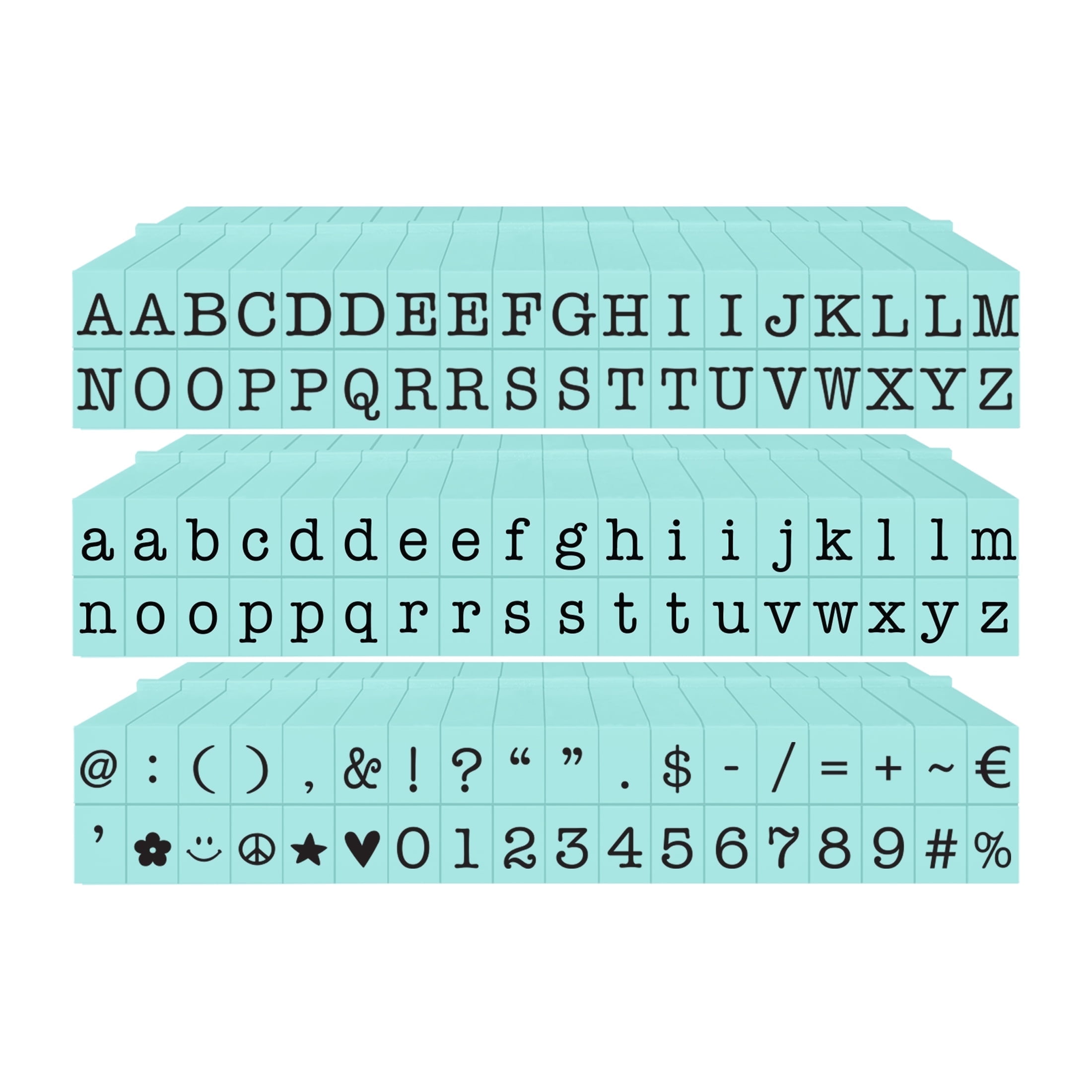 PEGZ Alphabet Stamps Clickable - Connectable American Typewriter Font Uppercase, Lowercase, Numbers & Symbols 108 pc Small Size