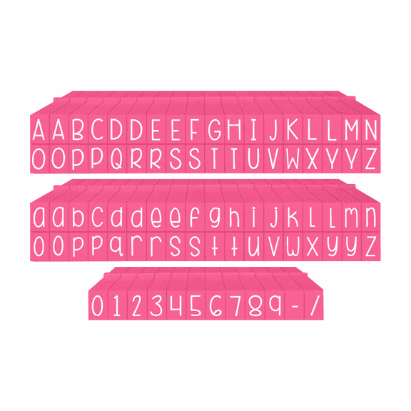 PEGZ Alphabet Stamps Clickable - Connectable Curvy Girl Font Uppercase, Lowercase & Numbers 84 Pc Small Size