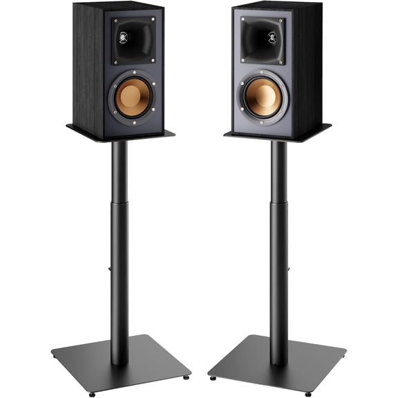 PEGZONE 22"-32" Adjustable Speaker Stands, Pair of Floor Stands for Surround Sound and Bookshelf Speakers, 55 lb Capacity, Metal Base, Cable Management, Black