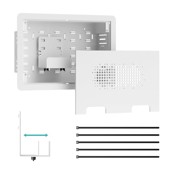PEGZONE 9" In-Wall Media Box, Recessed Outlet Wall Enclosure, Structured Media Box for One Connect & Network Switches, Fire TV Stick Compatible, Cable Management Kit