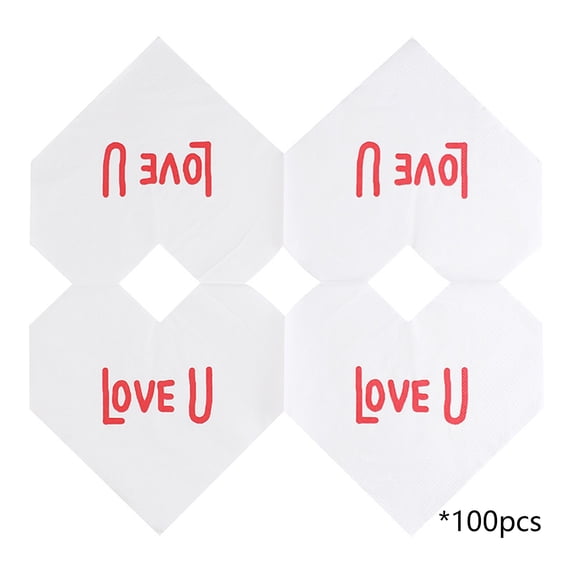 PEIBang 100Pcs Valentine's Day Heart Shaped Paper Napkins,Love Heart Disposable Dinner Napkins for Anniversary Valentine's Day Party Supplies