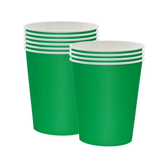 PEIBang 10Pcs Christmas Paper Cups,Green Disposable Paper Cups Festive Tableware Set for Christmas Holiday Party Decor