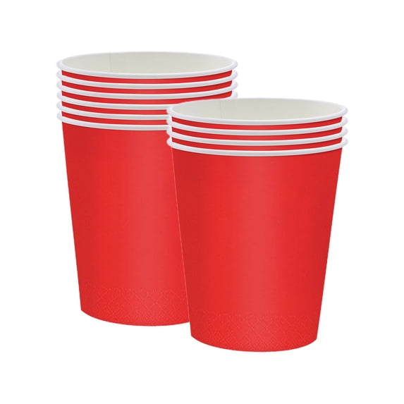 PEIBang 10Pcs Christmas Paper Cups,Red Disposable Paper Cups Festive Tableware Set for Christmas Holiday Party Decor