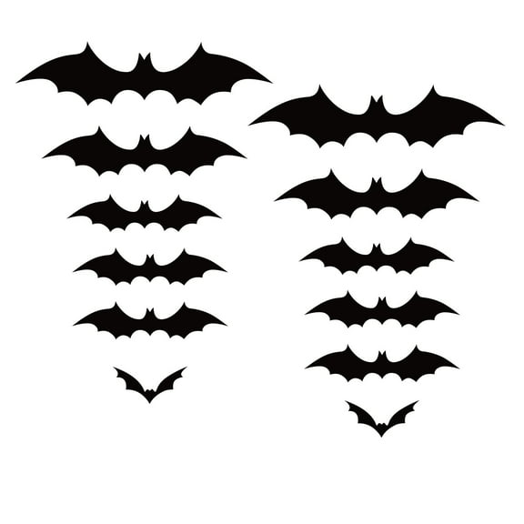 PEIBang 12PCS Halloween Wall Stickers Black PVC DIY Decals For Door Window Decor 2PCS 6.30x1.57in
