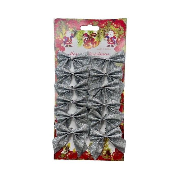 PEIBang 12Pcs Christmas Bowknot Christmas Tree Decrations Xmas Wreath Hanger Garlands Decoration for Wedding Party Home Decrations