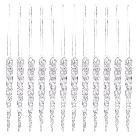 PEIBang 12Pcs Christmas Icicle Ornament,Acrylic Spiral Icicles Decoration Set,Hanging Clear Icicles Pendant for Xmas Tree Holiday Wedding Winter Party Decor