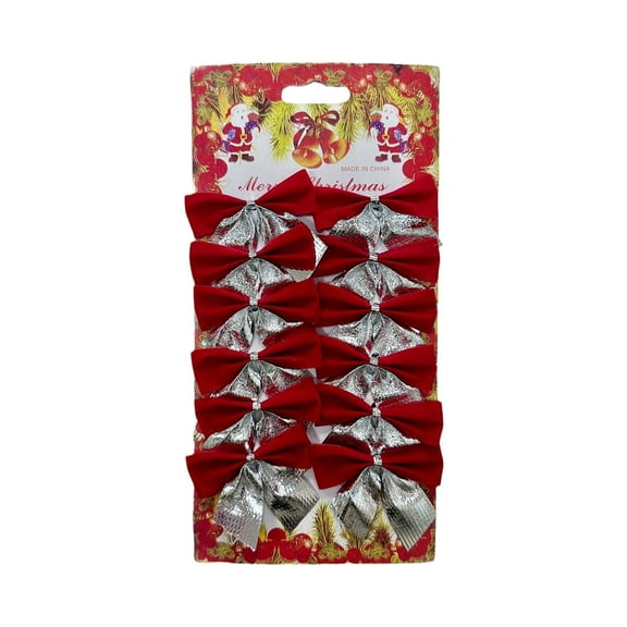 PEIBang 12Pcs Christmas Tree Bows Red Gold Mini Bows for Xmas Wreaths Cute Ribbon Bows for Christmas Tree Decorations