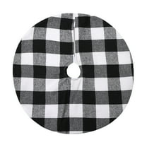 PEIBang 15 Inches White and Black Plaid Christmas Tree Skirt,Mini Xmas Tree Skirt for Christmas Tree Mat,Xmas Winter Home Party Decorations