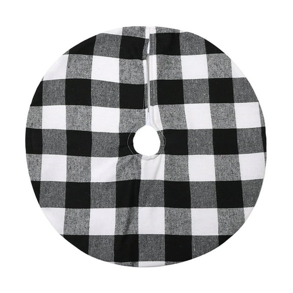PEIBang 15 Inches White and Black Plaid Christmas Tree Skirt,Mini Xmas Tree Skirt for Christmas Tree Mat,Xmas Winter Home Party Decorations