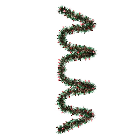 PEIBang 16.4Ft Christmas Tinsel Garland,Metallic Green Red Xmas Tree Ribbon Garlands Tinsel Twist Garland for Indoor Holiday Party Decoration